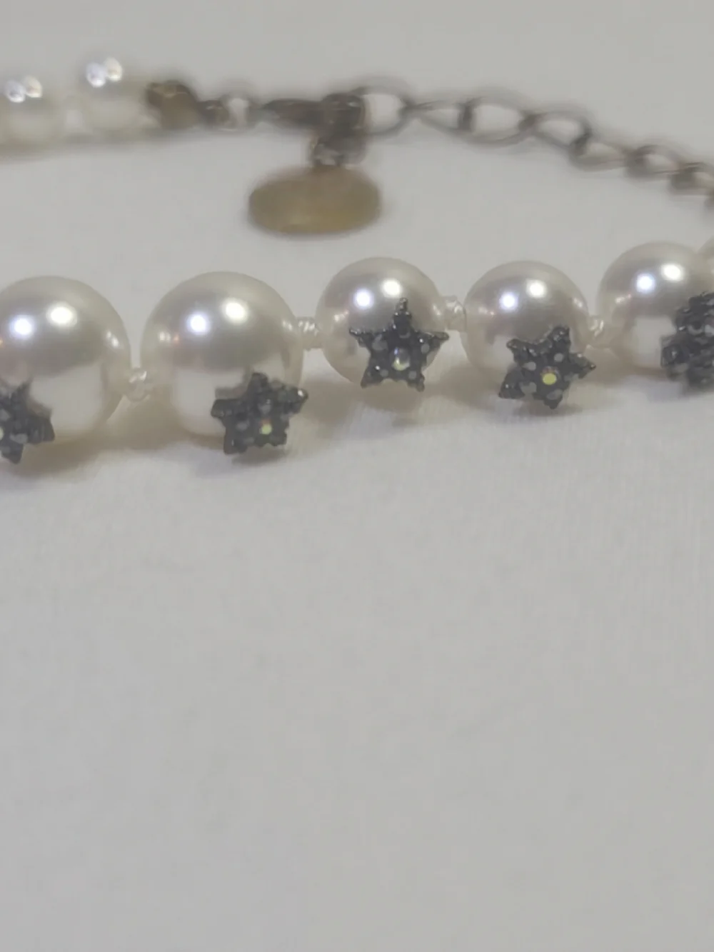 Faux Pearl Designer Star Burst Rhinestones Bracelet